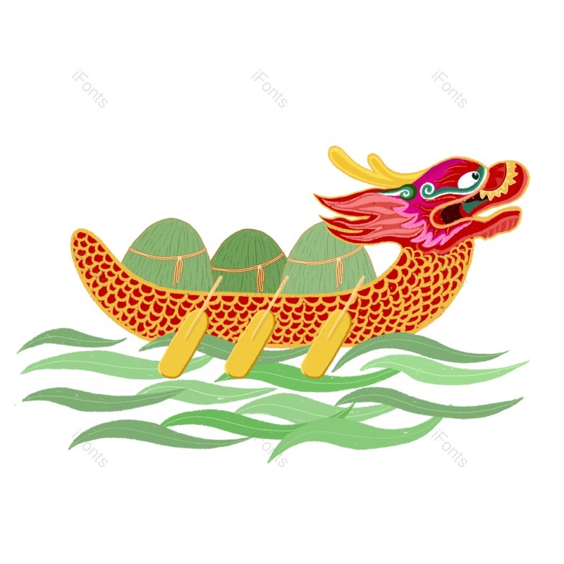 端午节图片,龙舟元素,划龙舟PNG,水纹免抠素材